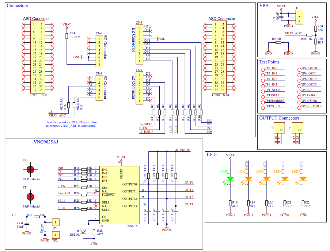 回路図 - STMicroelectronics EV-VNQ9025AJ評価ボード